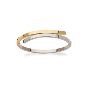 Bracelet Jonc ouvrant décalé en Or bicolore 18K