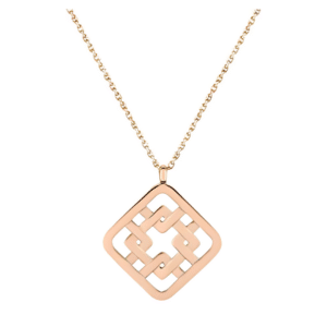 Collier or rose 18 carats losange découpé