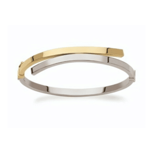 Bracelet Jonc ouvrant décalé en Or bicolore 18K