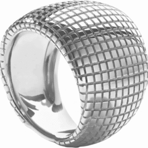 Bague jonc en Or blanc 18K appelée boule à facettes