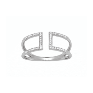 Bague Or blanc 18K Diamants dos à dos carrée