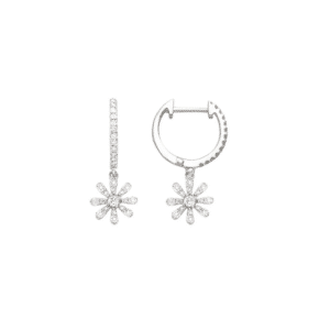 Boucles d'oreilles Or blanc 18K Diamants Marguerite
