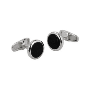 Bouton de manchette ronds émaillés noirs