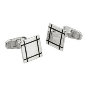 Boutons de manchettes carrés ligne noire laquée en contour