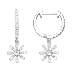 Boucles d'oreilles Or blanc 18K Diamants Marguerite