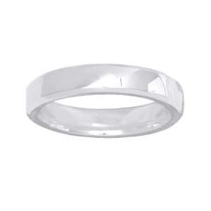 Alliance Homme Or blanc 18K bombée biseautée confort
