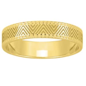 Alliance Or jaune 18K chevrons bords perlés