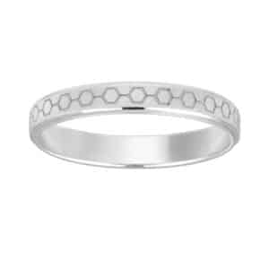 Alliance Or blanc 18K hexagone