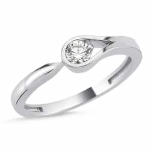 Bague solitaire forme de boucle en Or blanc 18K sertie de Diamants