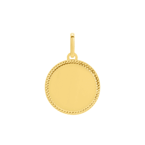 Médaille Or jaune 18K ronde contour diamantée