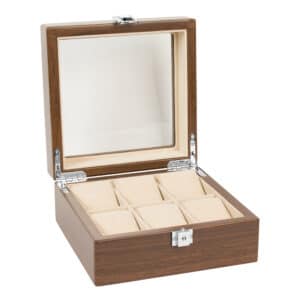 Coffre 6 montres en bois peint avec fenêtre en verre