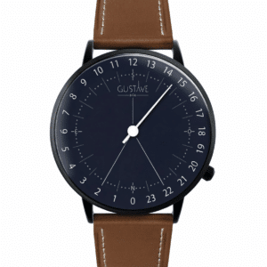 Montre Gustave and Cie "ANTOINE" noir et bleu mono-aiguille Homme