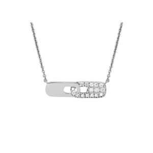 Collier or blanc 18 carats motif Lien pavage diamants