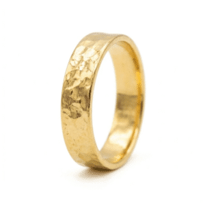 Alliance Ruban Plat Or Jaune 18k Martelée