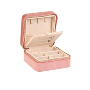 coffre à bijoux carré rose poudré