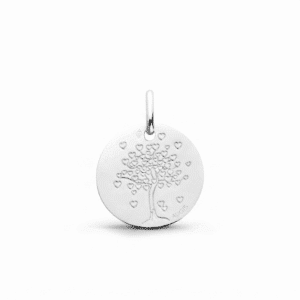 Médaille Or blanc 18K  Augis, Arbre aux cœurs