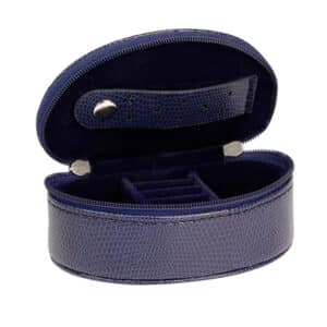 petit coffre à bijoux gainé bleu lézard