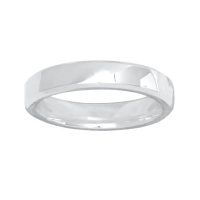 Alliance Homme Or blanc 18K bombée biseautée confort