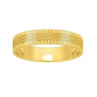 Alliance Or jaune 18K chevrons bords perlés