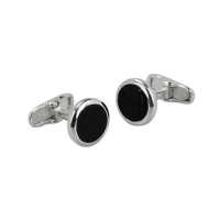 Bouton de manchette ronds émaillés noirs