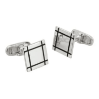 Boutons de manchettes carrés ligne noire laquée en contour