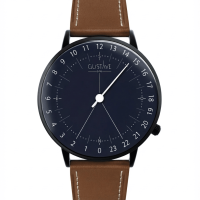 Montre Gustave and Cie "ANTOINE" noir et bleu mono-aiguille Homme