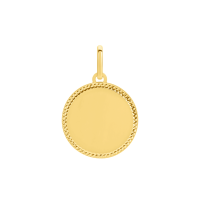 Médaille Or jaune 18K ronde contour diamantée