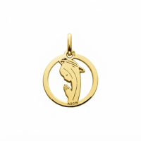 Médaille en Or jaune 18K Augis, appelée Vierge priante ajourée