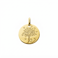 Médaille Or jaune 18K Arbre aux cœurs Augis